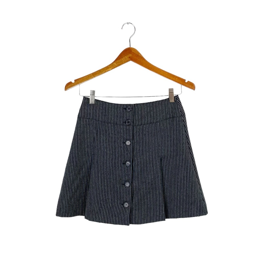United Colors of Benetton Pleated Mini Skirt Grey Stripe Italy 40 - Picture 9 of 9